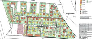 Der Bebauungsplan zeigt die geplante Anordnung der Häuser.