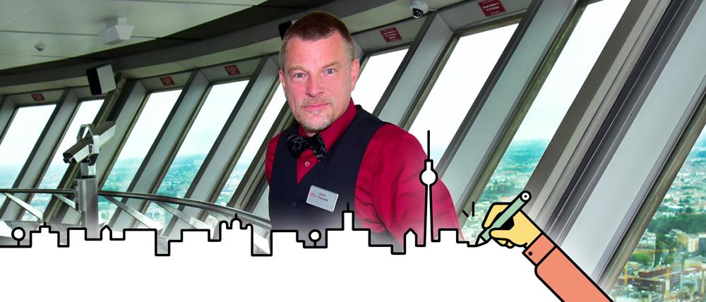 Sven Thumm arbeitet als Aufzugführer im Fernsehturm am Alexanderplatz.