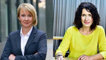 Carola Zarth, Präsidentin der Handwerkskammer Berlin (links) und Bettina Jarasch, die Spitzenkandidatin von Bündnis 90/Die Grünen zur Abgeordnetenhauswahl 2021 teilen eine Position zur Diversität in der Verwaltung.