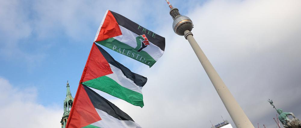 27.01.2024, Berlin - Deutschland. Demo für Palästina am Alexanderplatz. *** 27 01 2024, Berlin Germany Demonstration for Palestine at Alexanderplatz