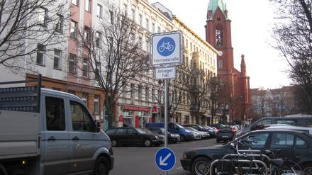 Die Fahrradstraße Stargarder Straße.