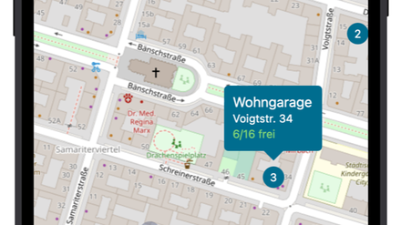 Auf der Plattform „Kiez-Marktplatz“ sollen Anwohner:innen im Friedrichshainer Samariterkiez nicht nur freie Parkplätze in der Nähe finden, sondern auch Alternativen zum Autofahren. 