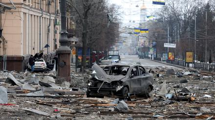 Ein Foto aus den Straßen von Charkiw, aufgenommen am 1. März.