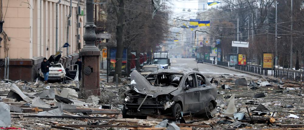 Ein Foto aus den Straßen von Charkiw, aufgenommen am 1. März.