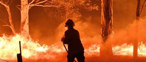 Kampf gegen das Feuer in Australien nahe Nowra 