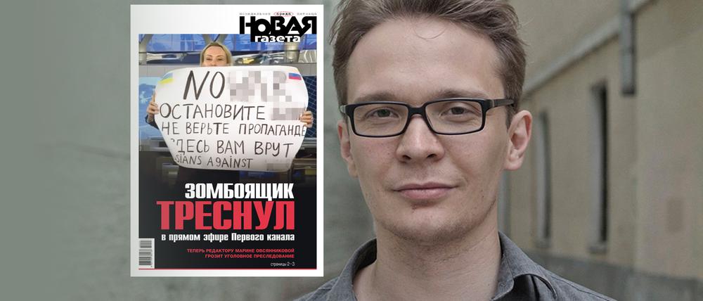 Kirill Martynow ist Vize-Chefredakteur der „Nowaja Gaseta“ – Titelseite vom 16. März.