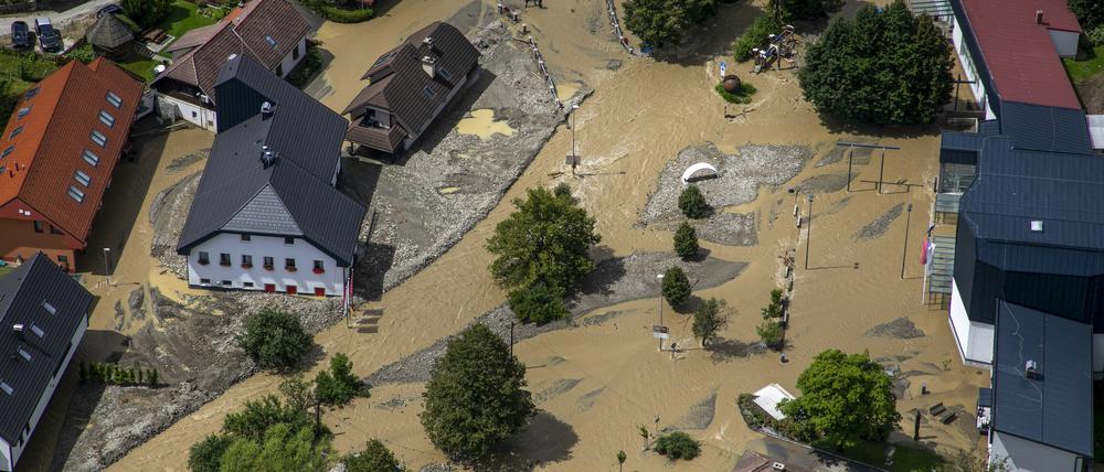  Überschwemmungsgebiet in Slowenien. 