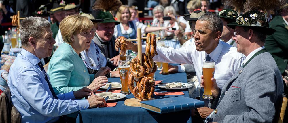 Bundeskanzlerin Angela Merkel und US-Präsident Barack Obama 2015 in Krün.