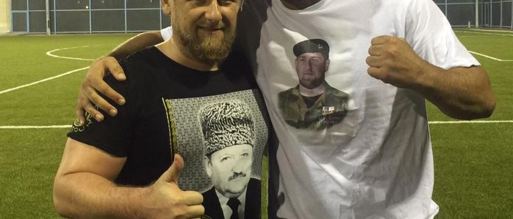 Der tschetschenische Herrscher Ramsan Kadyrow und der Boxer Manuel Charr 2015