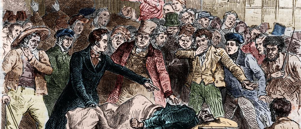 So sah es in Paris aus im April 1832, als die Cholera-Epidemie begann. Illustration aus einem 1866 veröffentlichten Geschichtsbuch. (Photo by Stefano Bianchetti/Corbis via Getty Images)