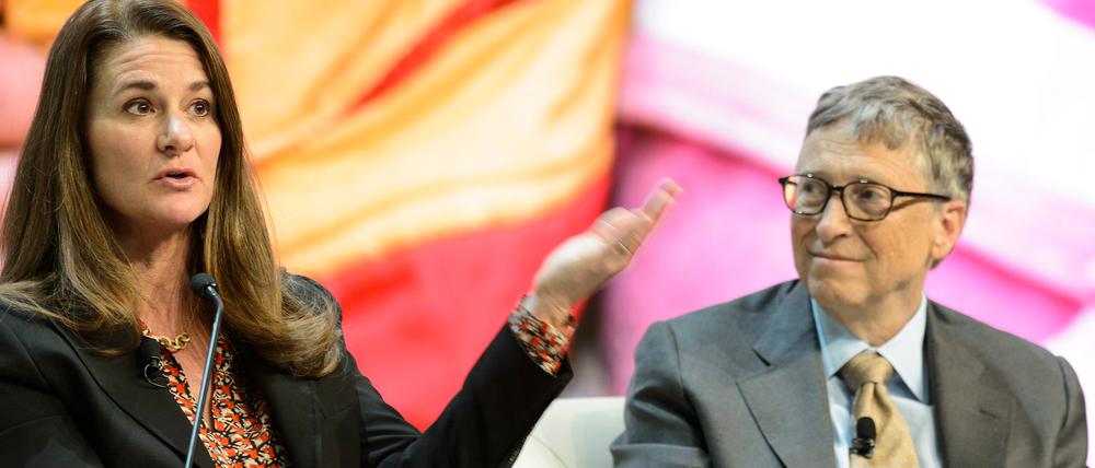 Bill und Melinda Gates sprechen während einer Podiumsdiskussion auf der 45. Jahrestagung des Weltwirtschaftsforums 2015.