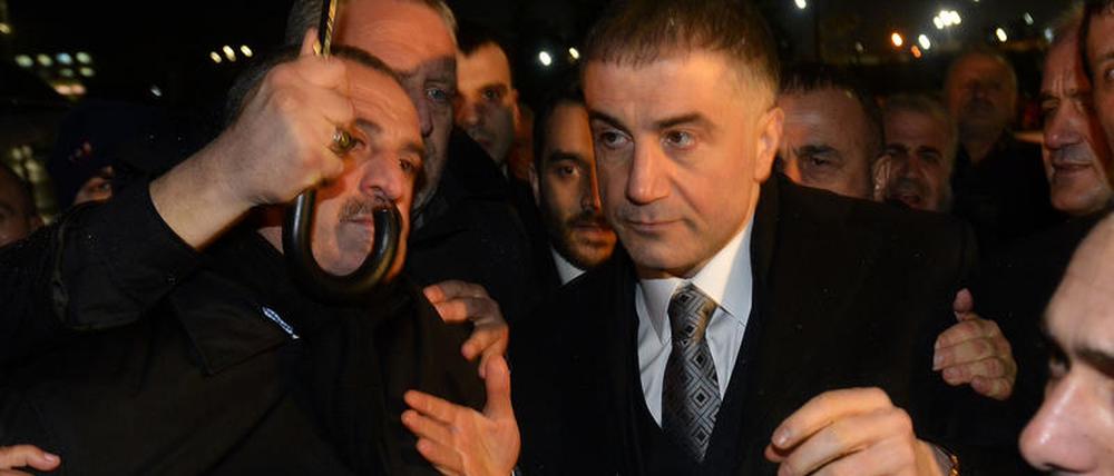 ISTANBUL, TURKEY - MARCH 11: Prominent detainee (alleged mafia leader with links to the  deep state ) Sedat Peker in the Ergenekon coup plot case released from Silivri Prison in Istanbul following the 8th and the 21th High Criminal Courts order in Istanbul, Turkey on March 10, 2014. (Photo by Islam Yakut/Anadolu Agency/Getty Images)