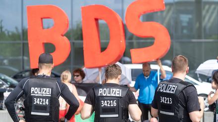 BDS-Anhänger protestierten 2018 beim Besuch des israelischen Ministerpräsidenten Benjamin Netanjahu. 