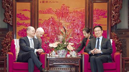 Harmonie aus einer anderen Zeit: Olaf Scholz 2019 als Bundesfinanzminister zu Besuch bei Han Zheng, damals erster Vizepremierminister. 