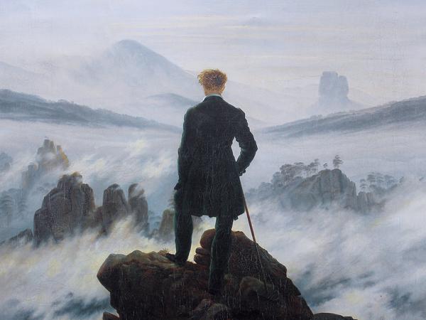 Proportionen wie bei Leonardo da Vinci. Friedrichs „Wanderer über dem Nebelmeer“ (um 1818), Hamburger Kunsthalle.