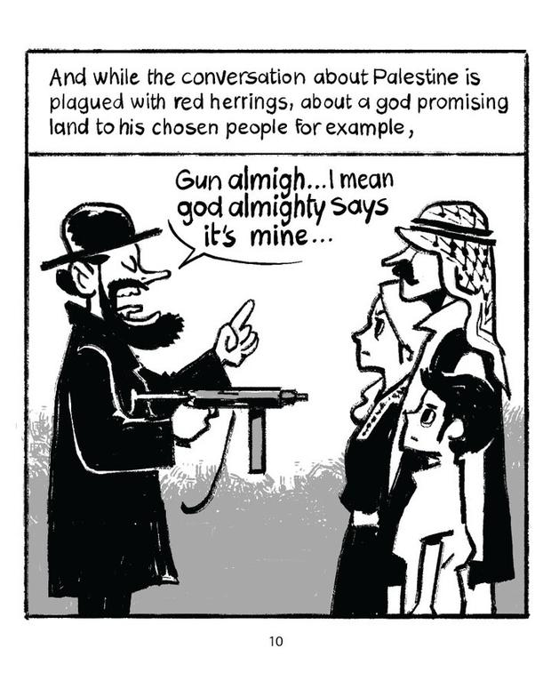 Ein Panel aus Mohamed Salahs Kurz-Comic „Palästina, ein unkompliziertes Thema“, der ebenfalls von Teilen der „Strapazin“-Redaktion abgelehnt wurde.