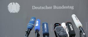Mikrofone am Bundestag. 