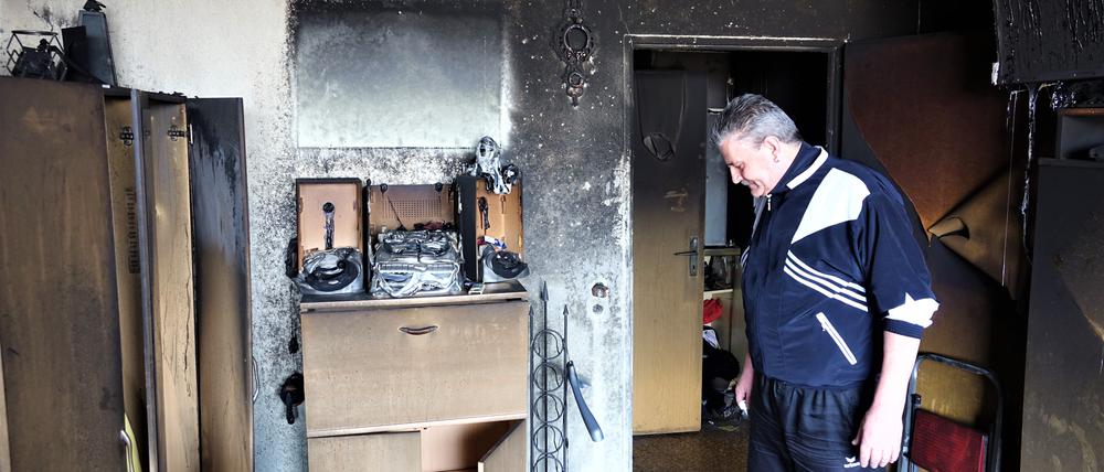 Alles verbrannt: Maio Standfuss in seiner Wohnung. 