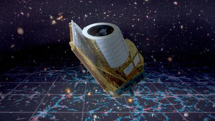 Visualisierung der Esa-Sonde „Euclid“. Am 1. Juli soll das Teleskop von Cape Canaveral in den USA ins All starten. 
