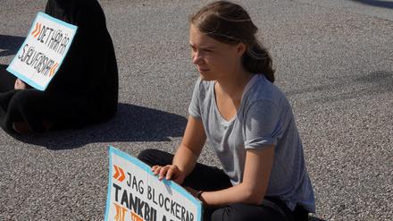 Greta Thunberg auf der Straße in Malmö.