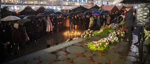 Gedenken am Mahnmal für die Opfer des islamistischen Terroranschlags auf dem Breitscheidplatz im Dezember 2016.