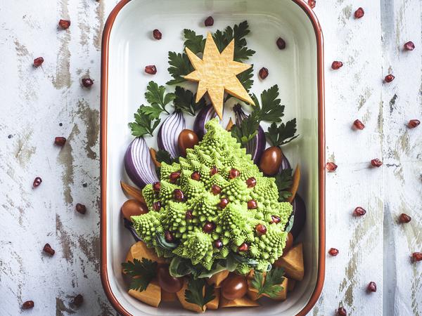 Auch Gemüse kann weihnachtlich sein – wie dieser Romanesco in Form eines Tannenbaums.