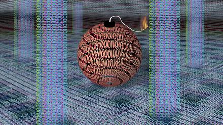 Conceptual illustration of a cyberbomb on the internet
