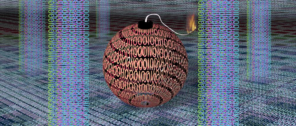 Conceptual illustration of a cyberbomb on the internet