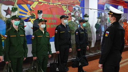 Russische Rekruten vor ihrer Entsendung nach Kaliningrad.