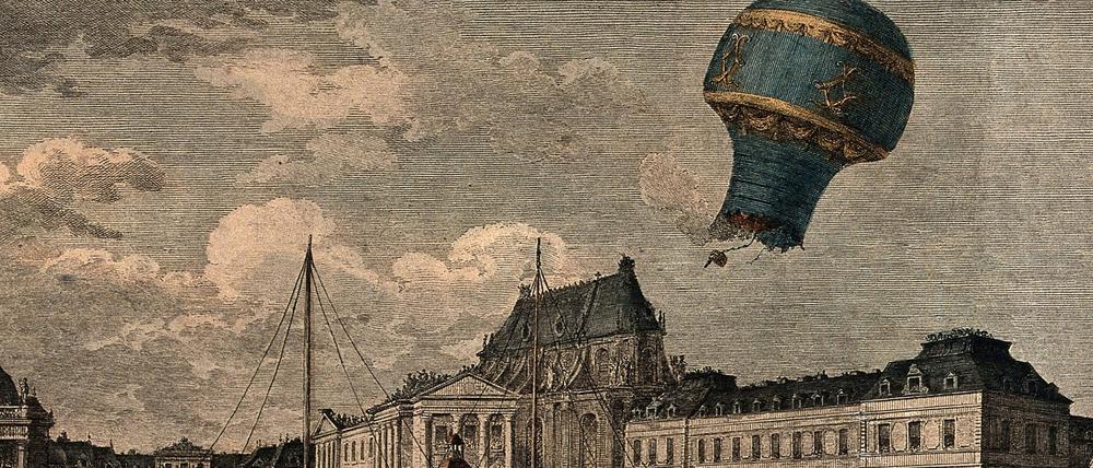 Nicht nur geträumt: einer der ersten Ballonflüge, Paris 1783.