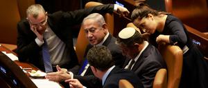 Der israelische Premier Netanjahu während der Knessetsitzung.