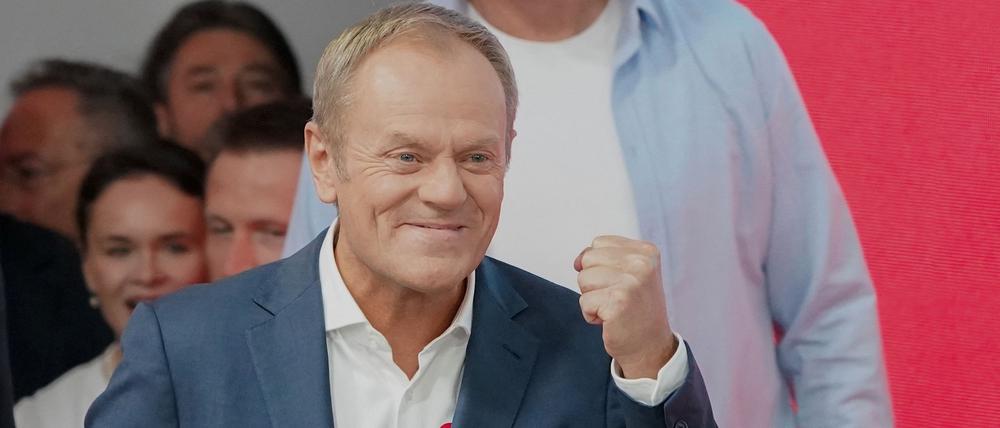 Oppositionsführer Donald Tusk am Wahlabend.