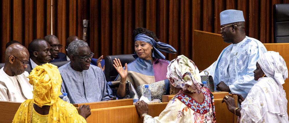 Senegals Justizministerin Aissata Tall Sall  im Parlament vor der Abstimmung über eine Amnestie für politische Straftaten.