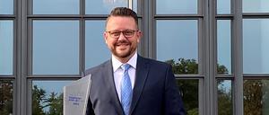 Tobias Grau, Geschäftsführer der Vivantes Gastronomie, erhält am 9. Oktober 2023 in Köln den "Frankfurter Preis".