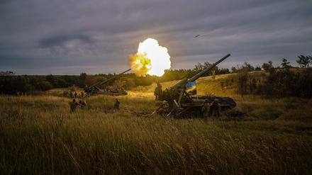 Ukrainische Artillerie in der Region Charkiw.