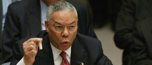 US-Außenminister Colin Powell am 5. Februar 2003 vor den Vereinten Nationen.