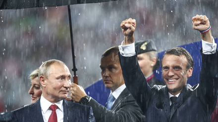 Die Zähne des Siegers: Bei der Fußball-WM 2018 in Russland triumphierte das Team von Frankreichs Präsident Emanuel Macron. 