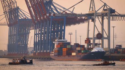 Das Containerschiff «Spirit» liegt am Terminal Tollerort der Hamburger Hafen und Logistik AG (HHLA). 