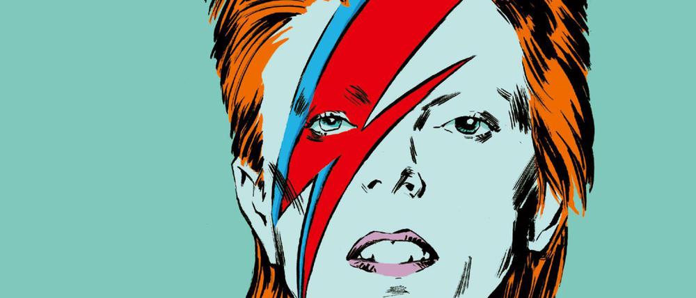 David Bowie mit dem Look, den er für das Konzeptalbum „Aladdin Sane“ schuf.