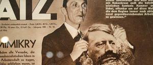 Die Titelseite der Arbeiter Illustrierten Zeitung mit der Fotomontage "Mimikry" aus dem Jahr 1934 von John Heartfield.
