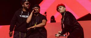 Drei vertraute Gesichter. Die neue Vierte im Bunde kommt erst später zum Zuge. Die Black Eyed Peas in Berlin.