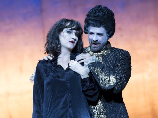 Anna Prohaska und Max Emanuel Cencic bei der Probe zur Oper „Krönung der Poppea“ in der Staatsoper, 2017.