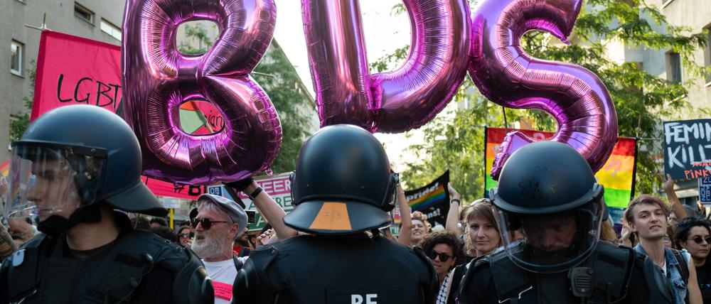 Eine pro-BDS-Demonstration aus der queeren Szene in Berlin, 2019.