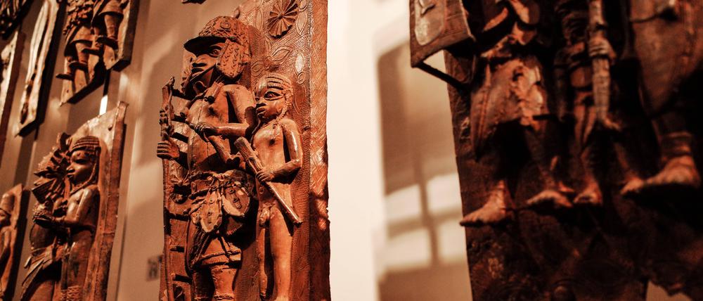 Benin-Bronzen im Britischen Museum in London, 2020.
