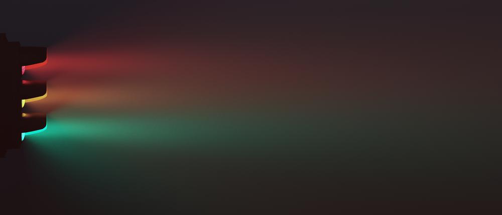 Traffic Lights Signals in a Dark Foggy Environment on a Long Exposure 3d illustration 3d render
