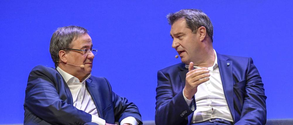 Armin Laschet und Markus Söder beim Wahlkampfauftakt der CDU und CSU zur Europawahl 2019.