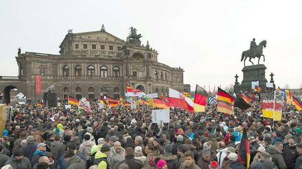 Anhänger der Pegida bei einer Demonstration in Dresden am 25. Januar.