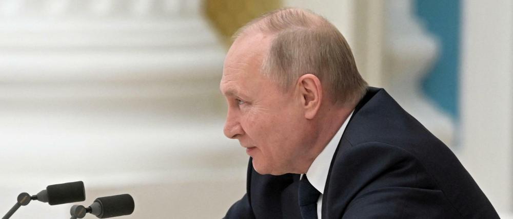 Wladimir Putin bei einem Treffen im Kreml am Donnerstag. 