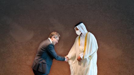 Robert Habeck trifft Scheich Mohammed bin Hamad bin Kasim al-Abdullah Al Thani, Minister für Handel und Industrie von Katar.