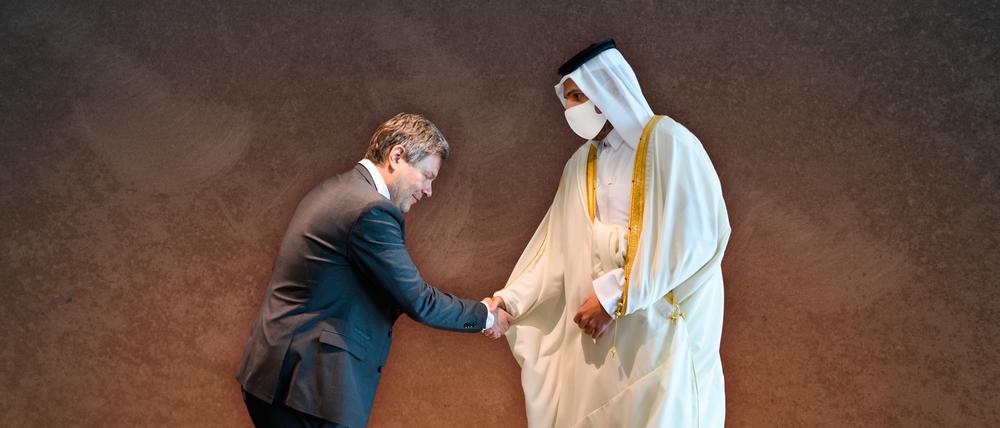 Robert Habeck trifft Scheich Mohammed bin Hamad bin Kasim al-Abdullah Al Thani, Minister für Handel und Industrie von Katar.